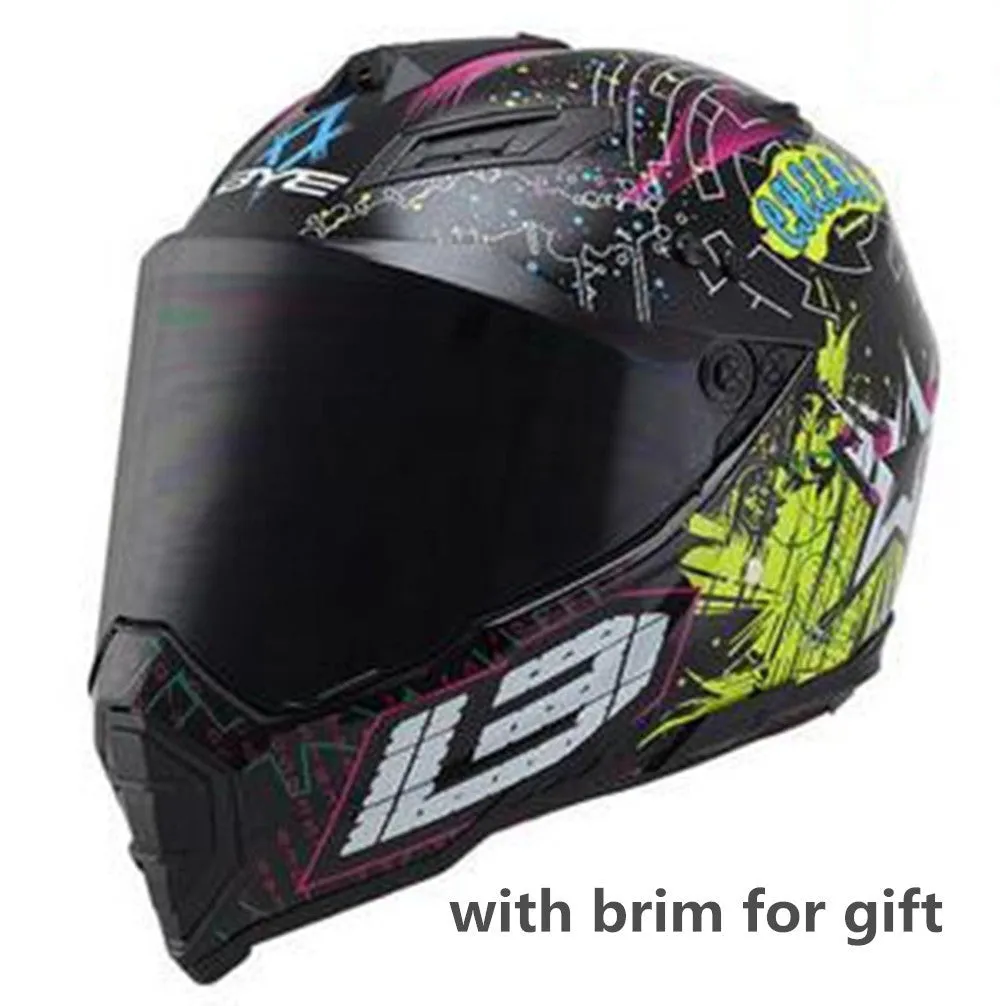 Dual-use full face motorcycle helmet in ABS material, side view showing full face shell and rally-style design