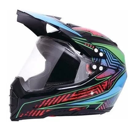 Dual-use full face motorcycle helmet in ABS material, side view showing full face shell and rally-style design