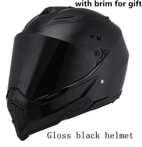 Dual-use full face motorcycle helmet in ABS material, side view showing full face shell and rally-style design