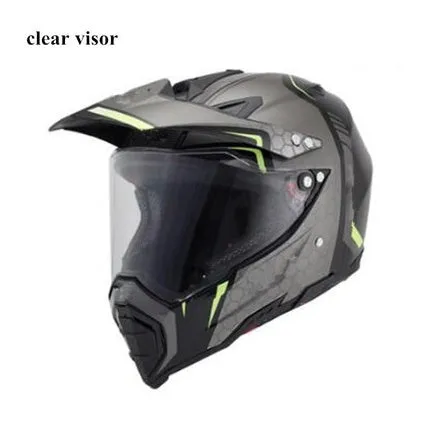 Dual-use full face motorcycle helmet in ABS material, side view showing full face shell and rally-style design