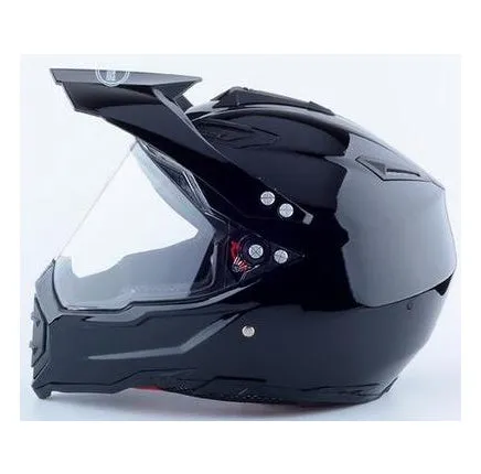 Dual-use full face motorcycle helmet in ABS material, side view showing full face shell and rally-style design