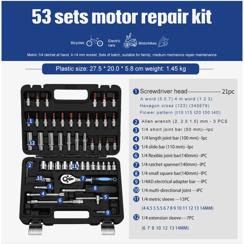 Cr-V chromium vanadium steel socket ratchet wrench set with nickel-plated finish for DIY and auto repair.