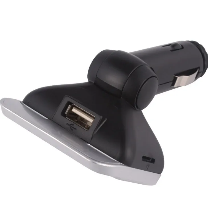 Silver Car Bluetooth MP3 player with monochrome screen and ABS plastic shell for vehicle use