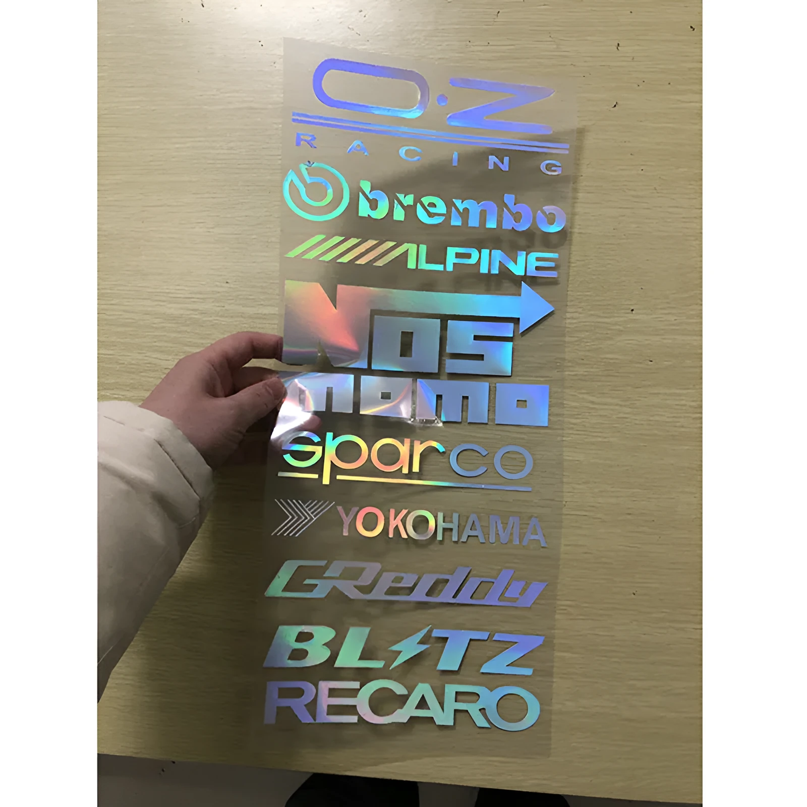 Reflective car sticker set 10 pieces PET material large 20x44cm black white colourful on car side door