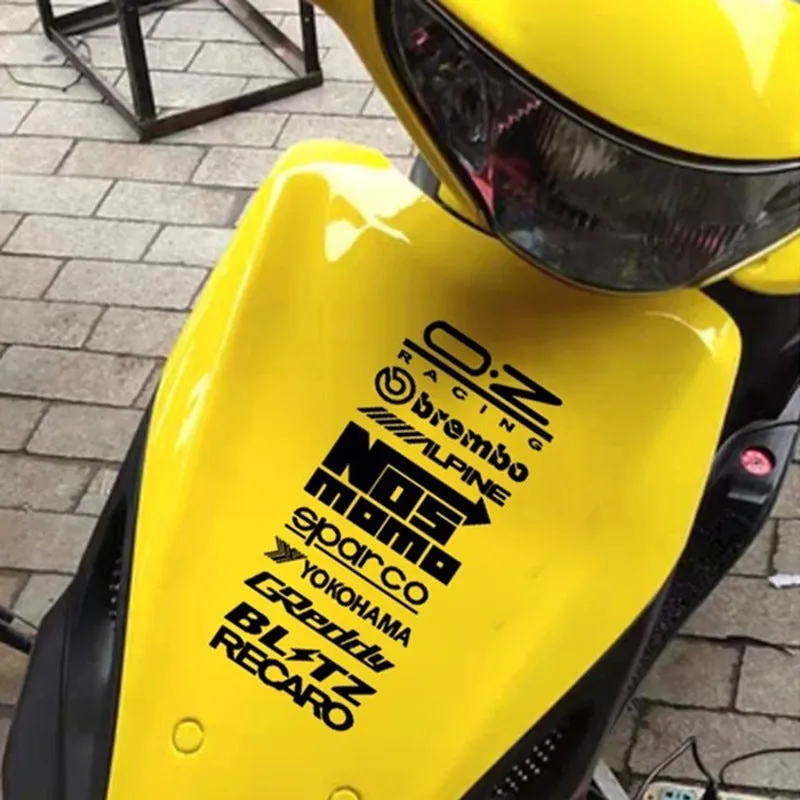 Reflective car sticker set 10 pieces PET material large 20x44cm black white colourful on car side door