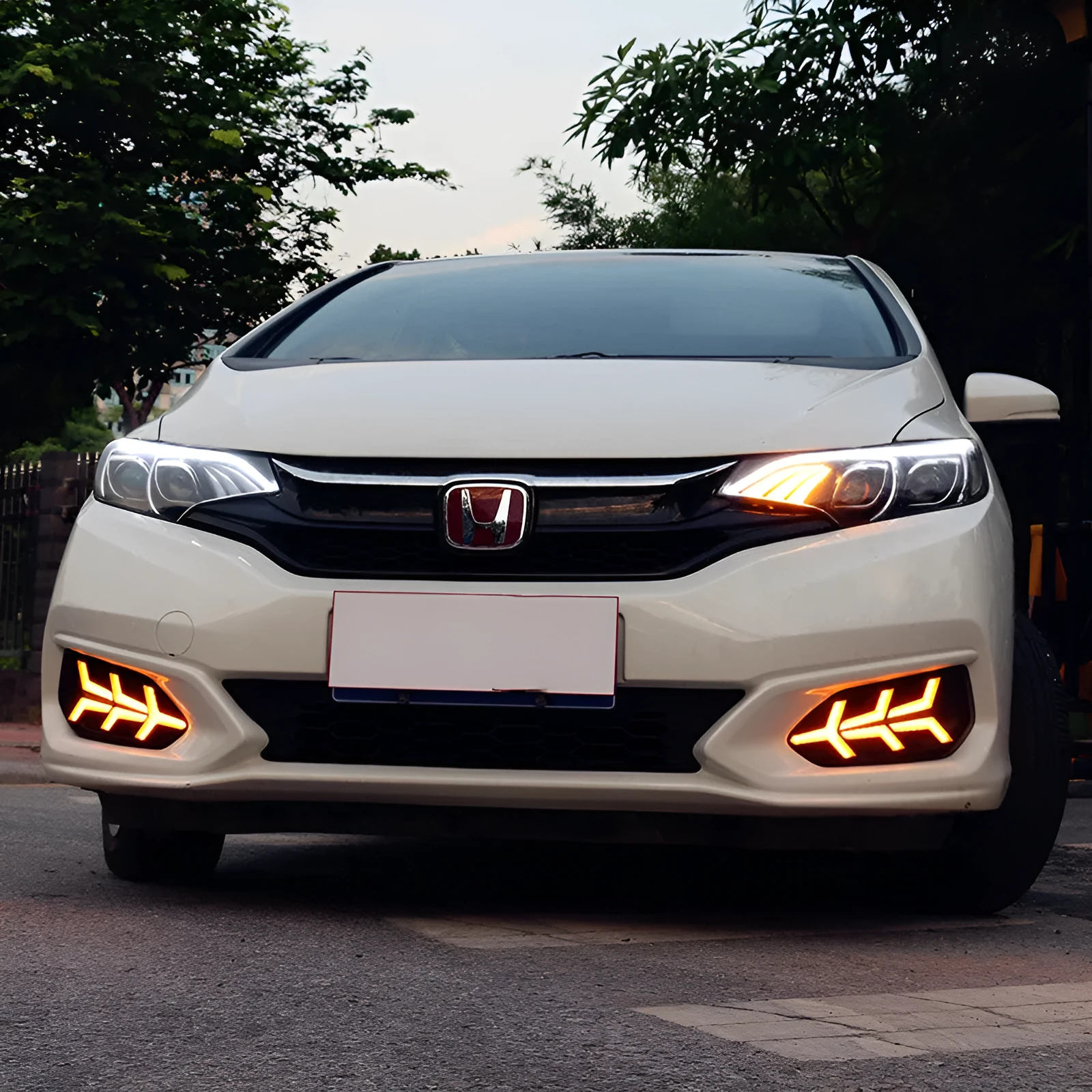 Car modified two-color daytime running light with ABS fog lamp frame and acrylic lens