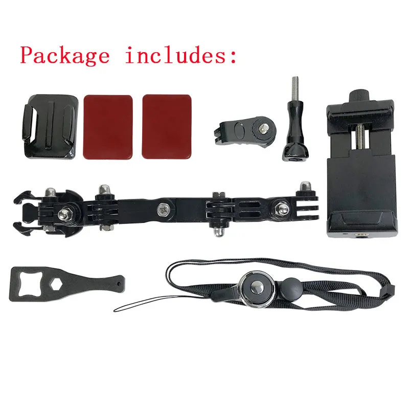 Black ABS stainless steel camera bracket for motorcycle helmet mobile phone holder
