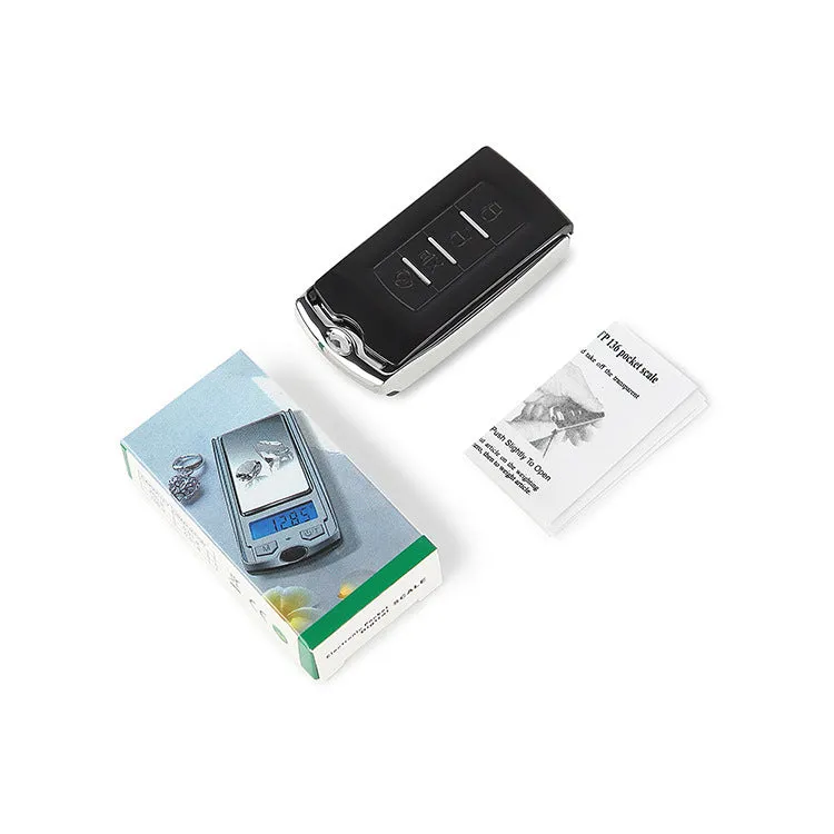 Portable mini digital pocket scale with LCD display, 100g capacity, 0.01g precision, compact grey casing