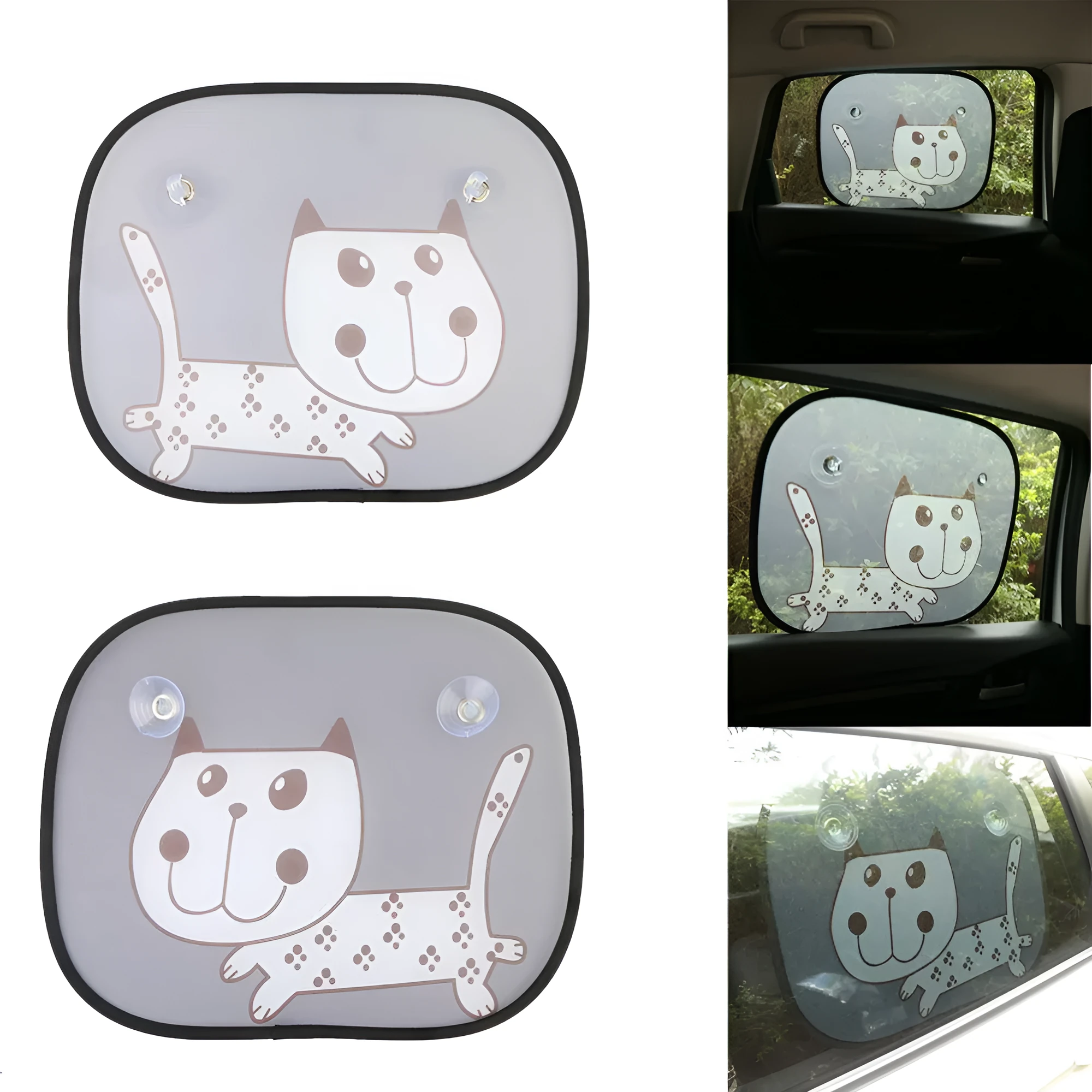 Universal mesh car window sunshade with suction cups, 44x35.5cm, in Zebra pattern