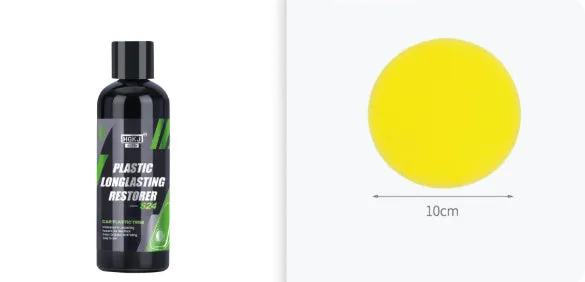 HGKJ-AUTO-S24 plastic refurbishment coating for automotive trim in 50ml, 100ml, and 300ml bottles with sponge applicator