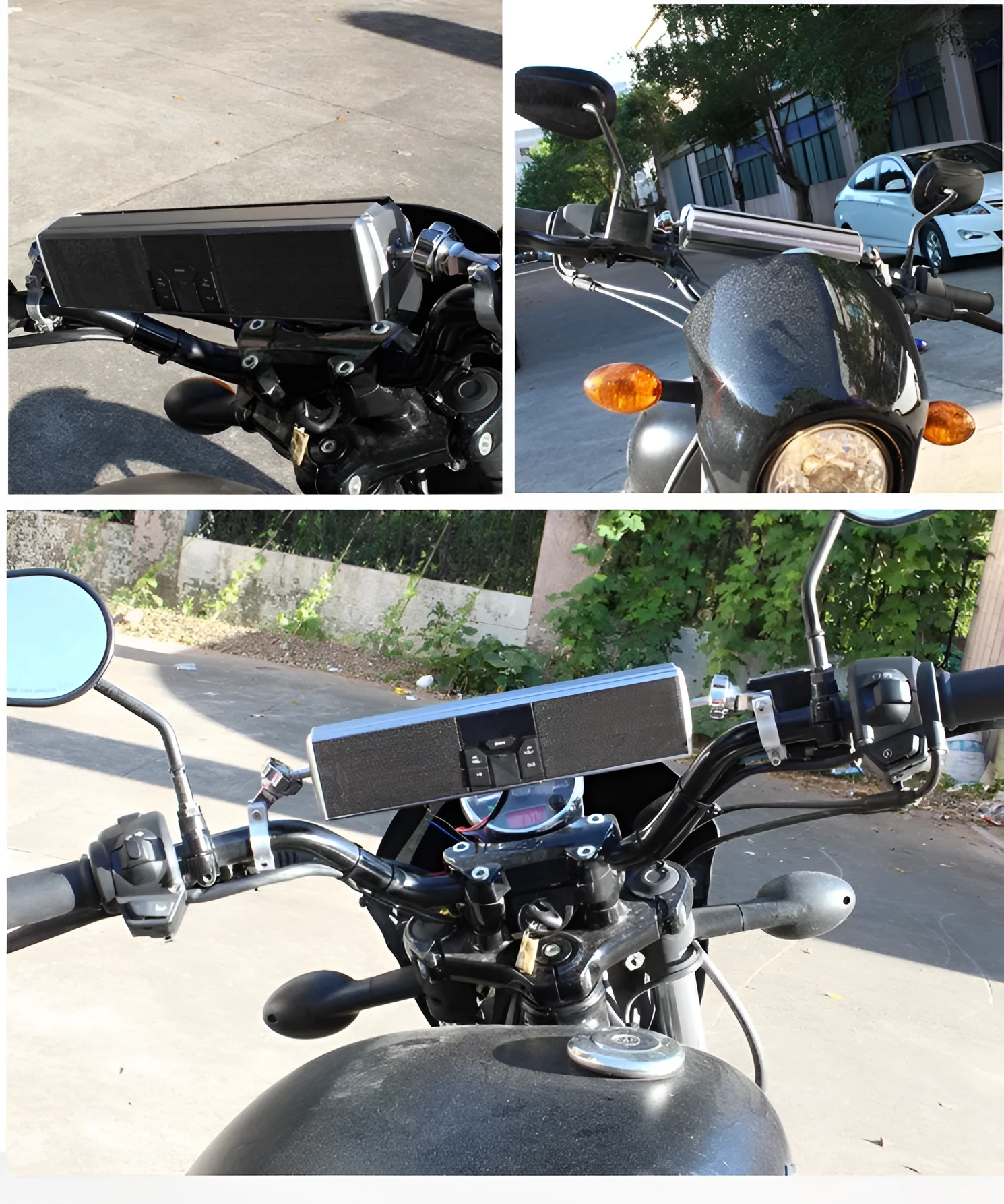 Waterproof motorcycle Bluetooth speaker with integrated car amplifier in aluminium housing colour silver