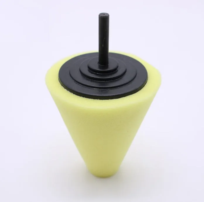 Car polishing sponge disc with net steel ring and 6mm handle, colour-coded for different abrasiveness levels