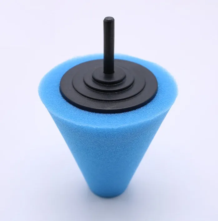 Car polishing sponge disc with net steel ring and 6mm handle, colour-coded for different abrasiveness levels