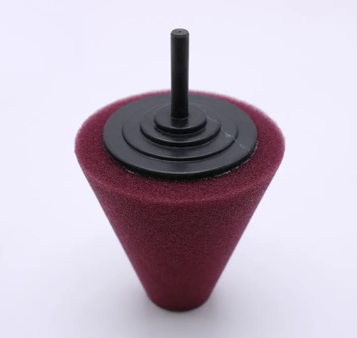 Car polishing sponge disc with net steel ring and 6mm handle, colour-coded for different abrasiveness levels
