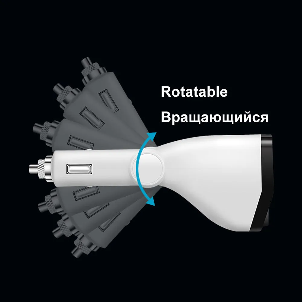 Accnic T2 white dual USB car charger with voltage display plugged into a vehicle socket