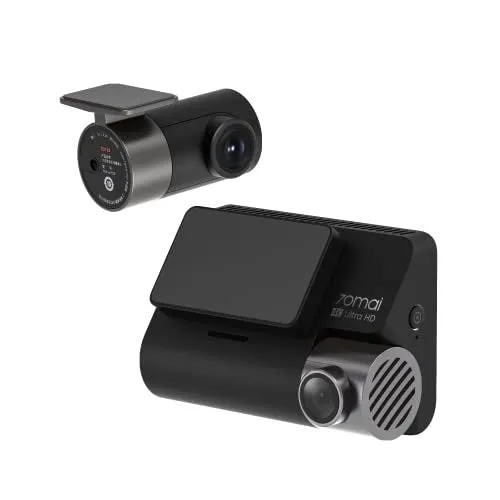 70mai A800S-1 4K dash cam mounted on car windscreen, black colour, 3-inch screen visible