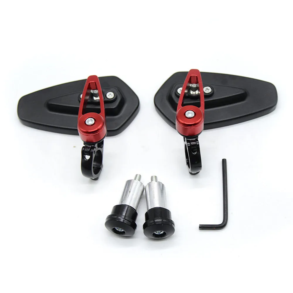 Motorcycle rearview mirror in black aluminium alloy with blue glass for 22mm handlebars