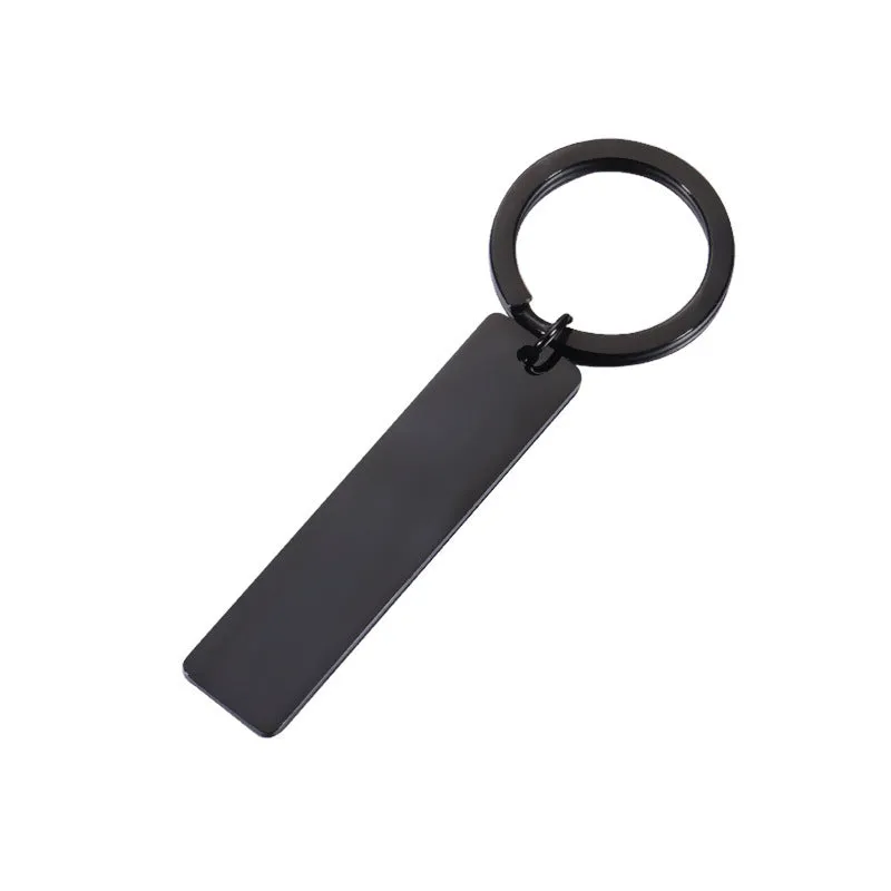 Custom laser engraved Spotify scan code keychain in stainless steel with metal keyring, rectangular pendant, unisex design, black colour