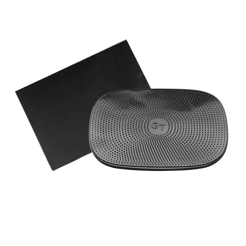 Black PU nano non-slip mat for car dashboard holding a mobile phone securely