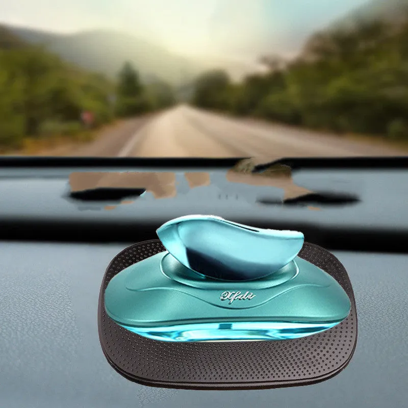 Black PU nano non-slip mat for car dashboard holding a mobile phone securely