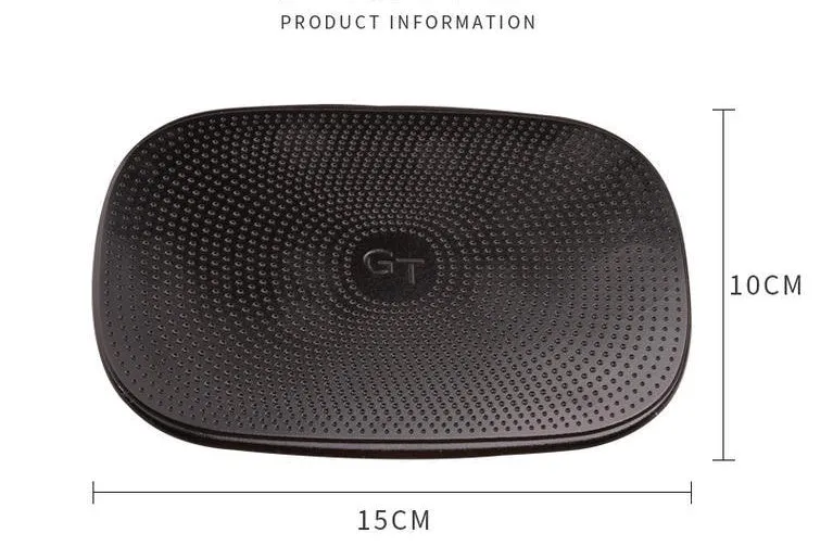 Black PU nano non-slip mat for car dashboard holding a mobile phone securely
