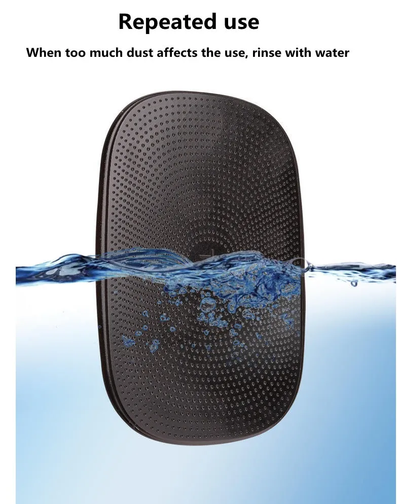 Black PU nano non-slip mat for car dashboard holding a mobile phone securely
