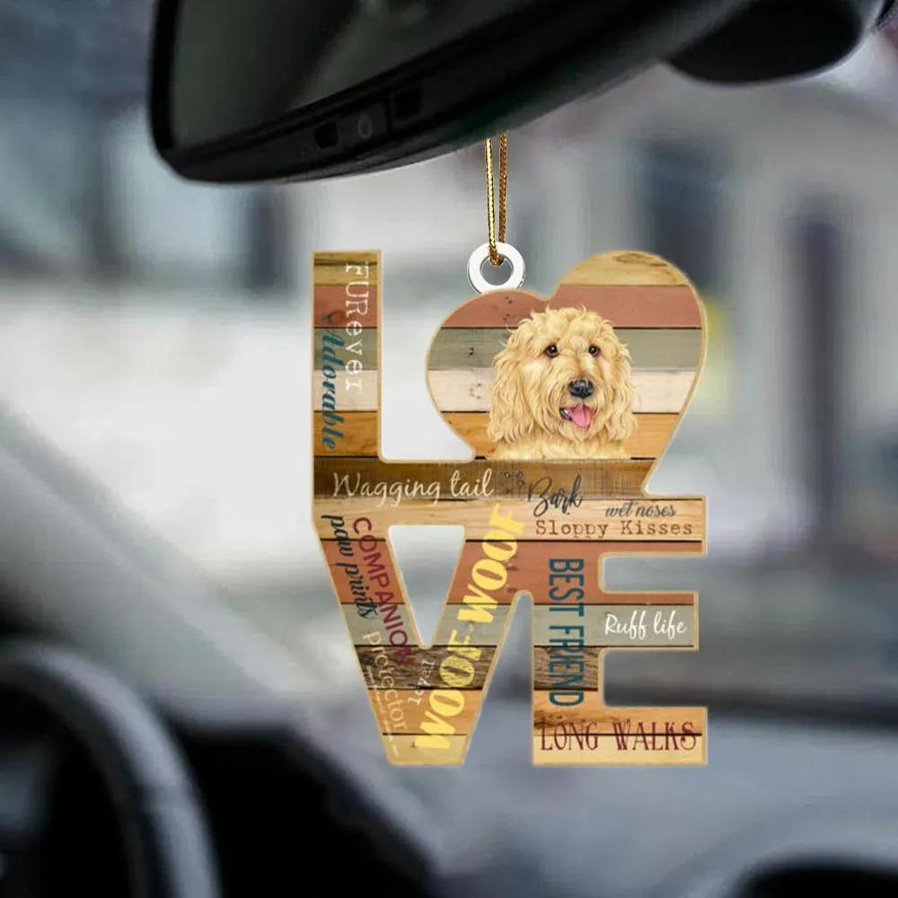 Clear acrylic hanging pendant with sleeping dog angel design