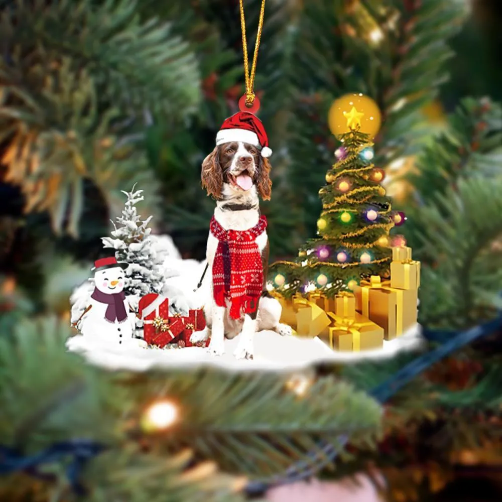 Clear acrylic hanging pendant with sleeping dog angel design