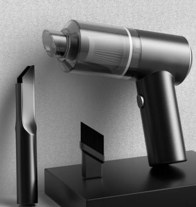 Wireless handheld car vacuum cleaner in black colour showing compact design for vehicle interior cleaning