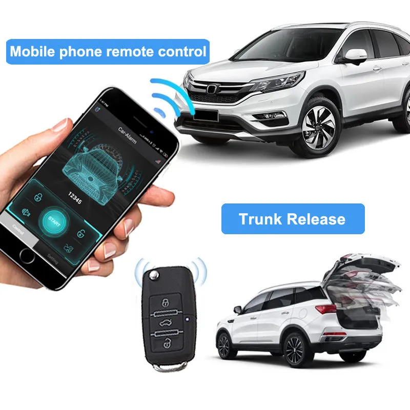 Black VT-300BT Bluetooth car alarm anti-theft device for 12V vehicles without remote control