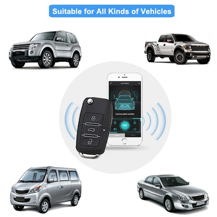 Black VT-300BT Bluetooth car alarm anti-theft device for 12V vehicles without remote control