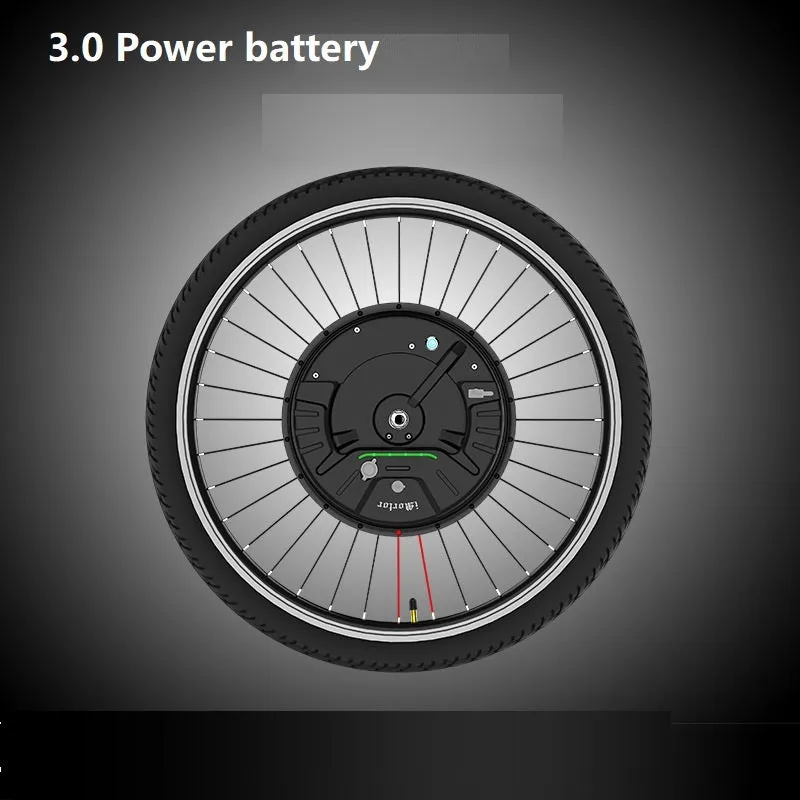 Yunzhilun 26-inch bicycle electric conversion kit showing hub motor wheel, lithium battery pack, and charger.
