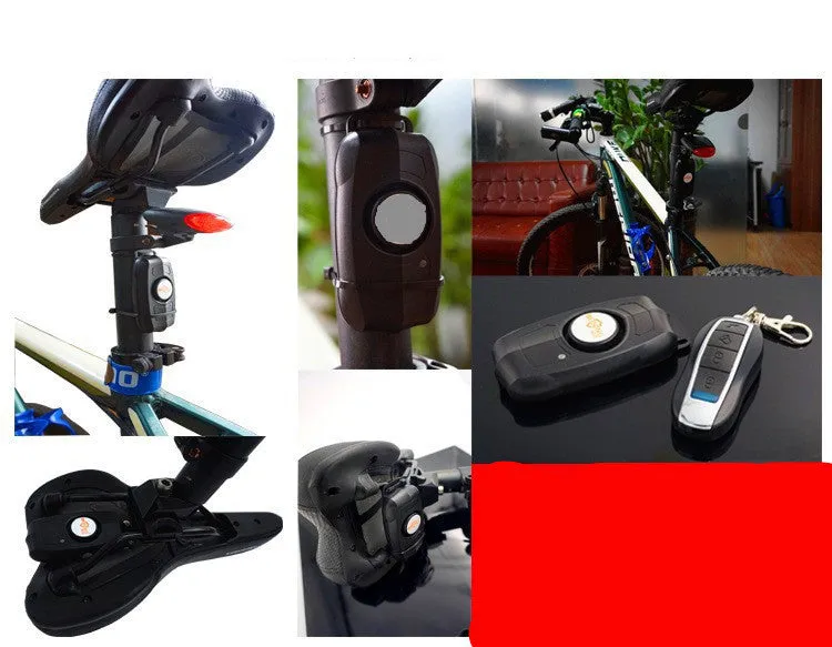 Black vibration anti-theft alarm host unit and remote control with IPX4 waterproof rating