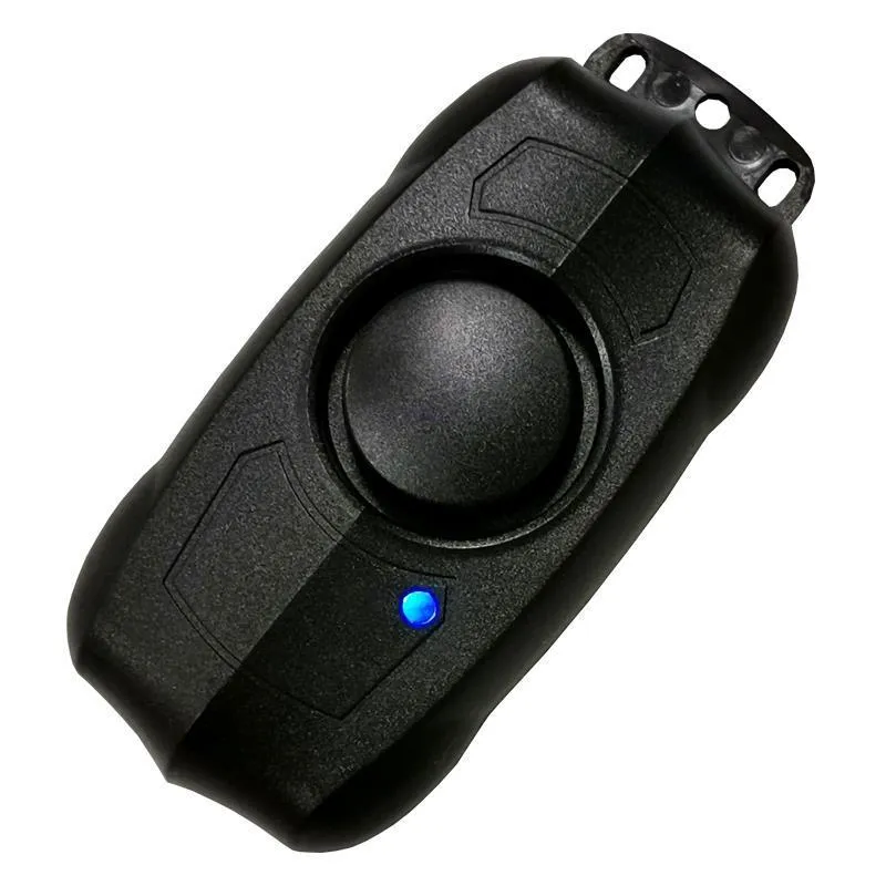 Black vibration anti-theft alarm host unit and remote control with IPX4 waterproof rating