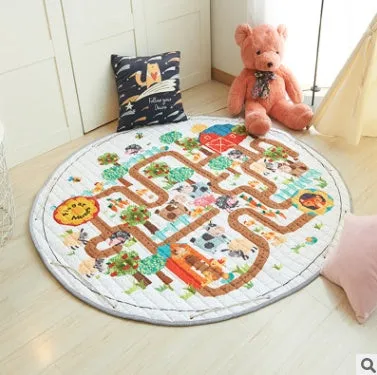 Round cotton storage mat with storage bag for children's toys