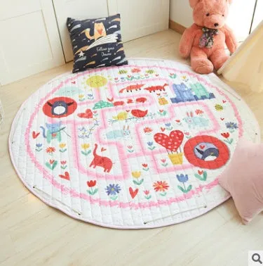 Round cotton storage mat with storage bag for children's toys
