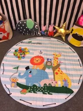 Round cotton storage mat with storage bag for children's toys