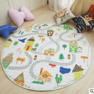 Round cotton storage mat with storage bag for children's toys
