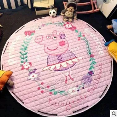 Round cotton storage mat with storage bag for children's toys