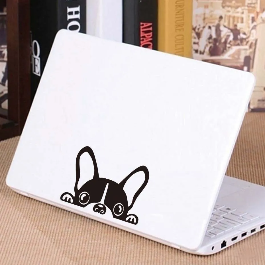 French bulldog reflective car sticker 15cm x 10cm in black, applied to a car window