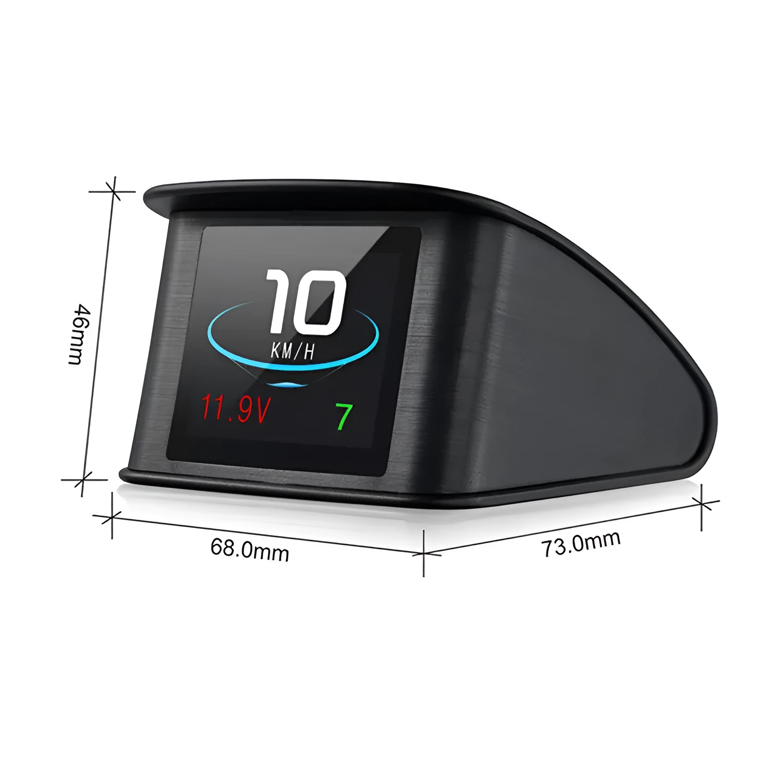 Smart car monitor HD LCD screen head-up display black 68x73x46mm with GPS input and USB power