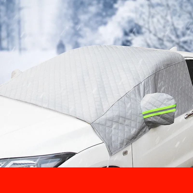 Magnetic anti frost snow cover for car windscreen, aluminium foil, with magnets and reflective strip, size 220x110cm