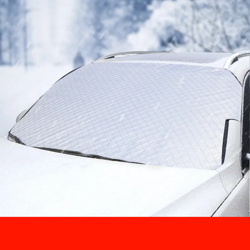 Magnetic anti frost snow cover for car windscreen, aluminium foil, with magnets and reflective strip, size 220x110cm