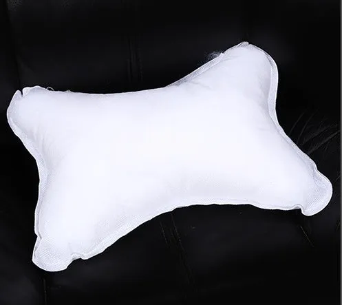Car headrest neck pillow with green leather exterior available in black and red colour options
