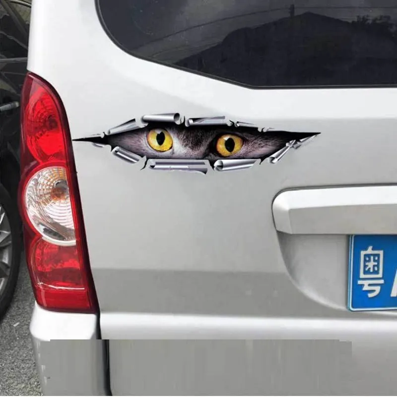 Tiger Eye and Eagle Eye design 3D car door sticker on PVC material, 10 by 35 cm.