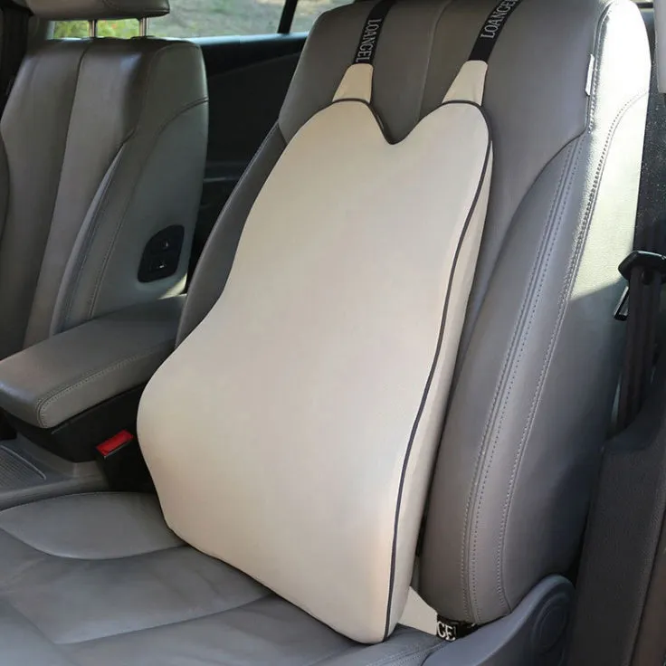 Car neck pillow and lumbar set with memory cotton filling in beige, black, and gray colour options