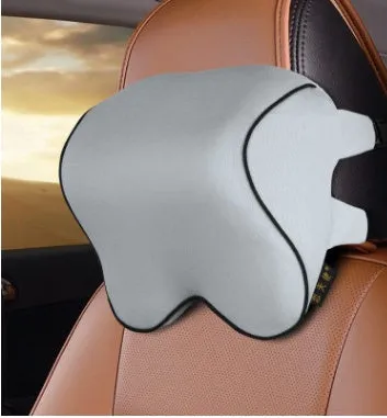 Car neck pillow and lumbar set with memory cotton filling in beige, black, and gray colour options