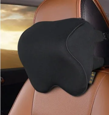 Car neck pillow and lumbar set with memory cotton filling in beige, black, and gray colour options