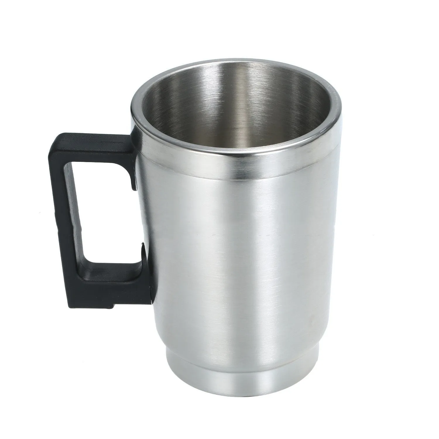 Stainless steel headlamp repair cups with elbow and funnel covers next to GB/US and European power adapters