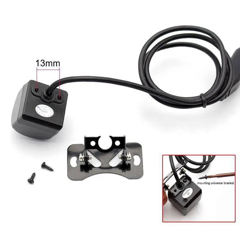 Black car non-light night vision fisheye camera with 170-degree angle and video cable